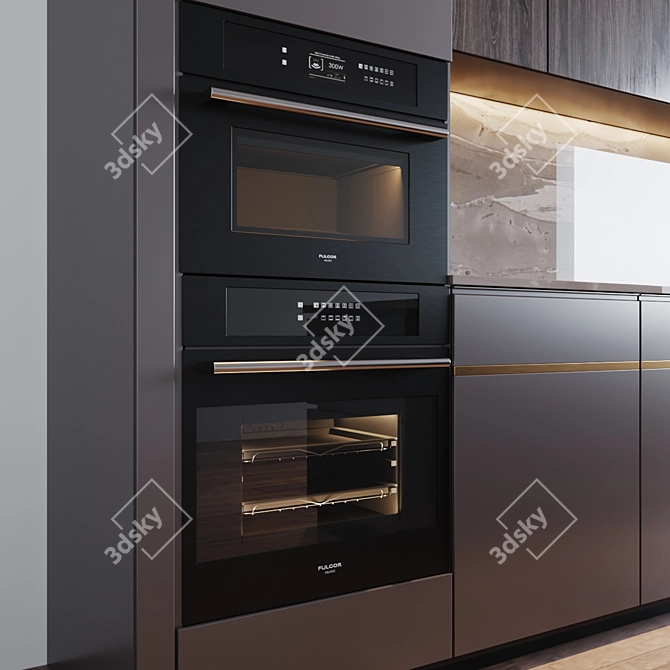 Modern Kitchen with Appliances 3D model image 4