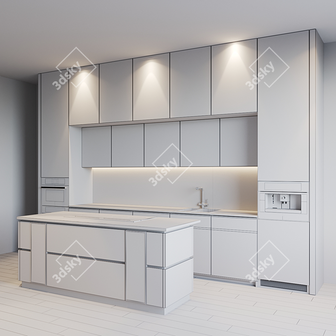 Modern Kitchen with Appliances 3D model image 5