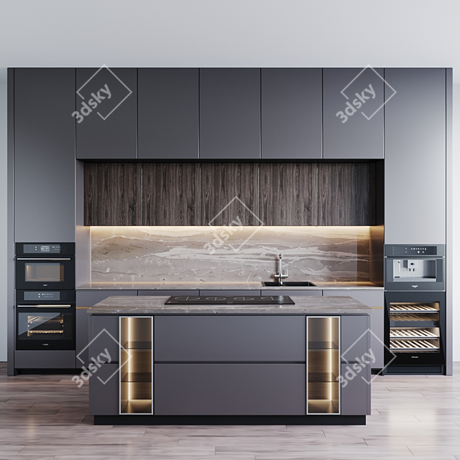 Modern Kitchen with Appliances 3D model image 6
