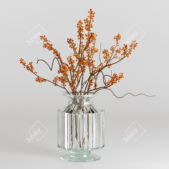 Orbicular Branches in Glass Vase 3D model image 1