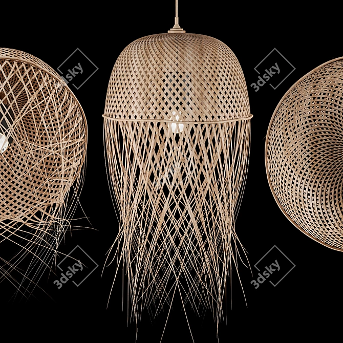 Rattan Pendant Chandelier 3D model image 3