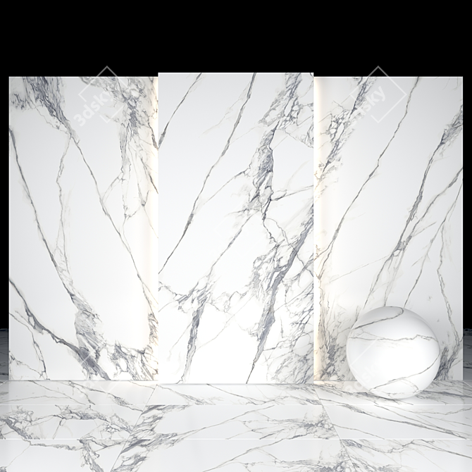 Elegant White Calacatta Tiles 3D model image 1