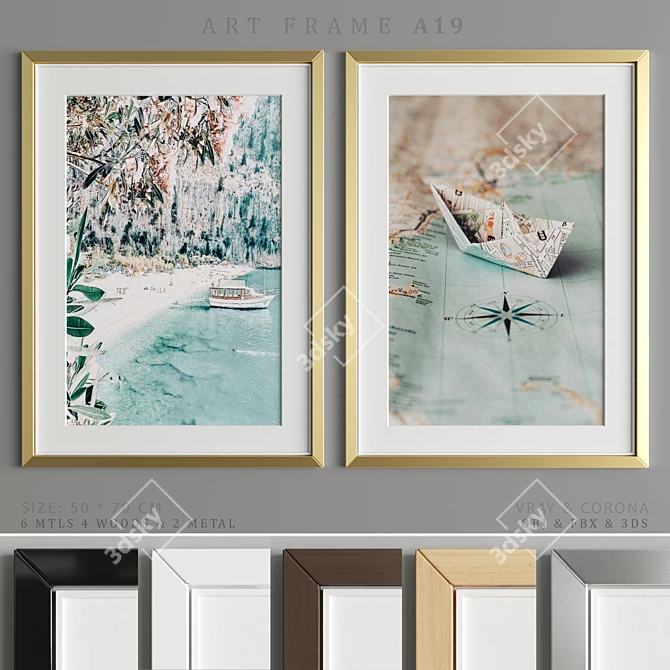 Elegant Art Frame Set 3D model image 1