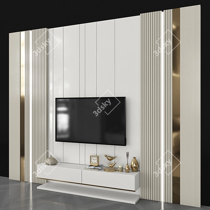 Sleek TV Wall Set - Modern Design 3D model image 2