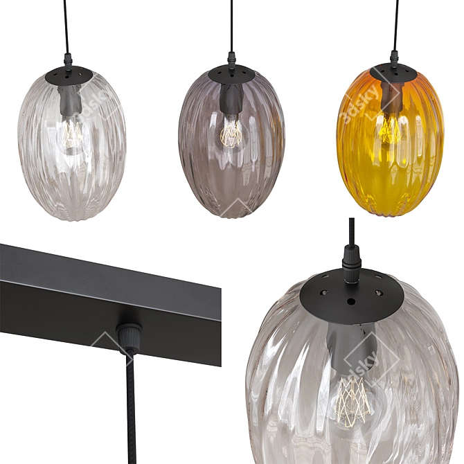 FROTO 3 Pendant Lamp - Metal and Colored Glass 3D model image 3