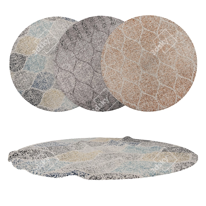 Round Carpets Set - Versatile and Detailed 3D model image 1