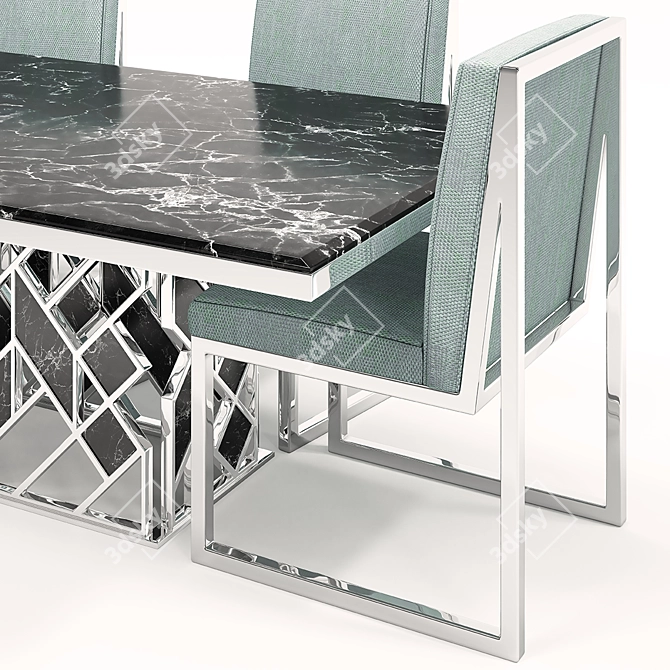 Modern Metal and Marble Dining Table 3D model image 4