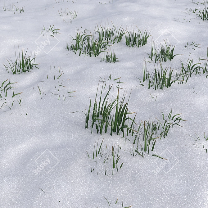 Snowy Grass Field: 3x3m Area with Custom Scatter 3D model image 2