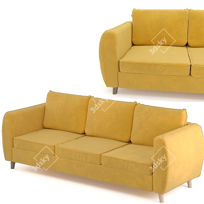 Beige Velvet Plantis Sofa 3D model image 7