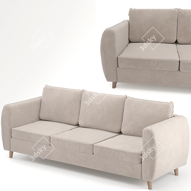 Beige Velvet Plantis Sofa 3D model image 8