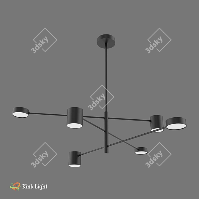 Kink Light Loft Chandelier: Black Metal, Adjustable Height, LED Lighting 3D model image 1