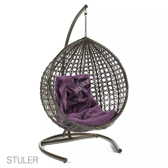 OM Hanging Chair STULER. Eco-Rattan. Holds up to 240kg. 3D model image 1
