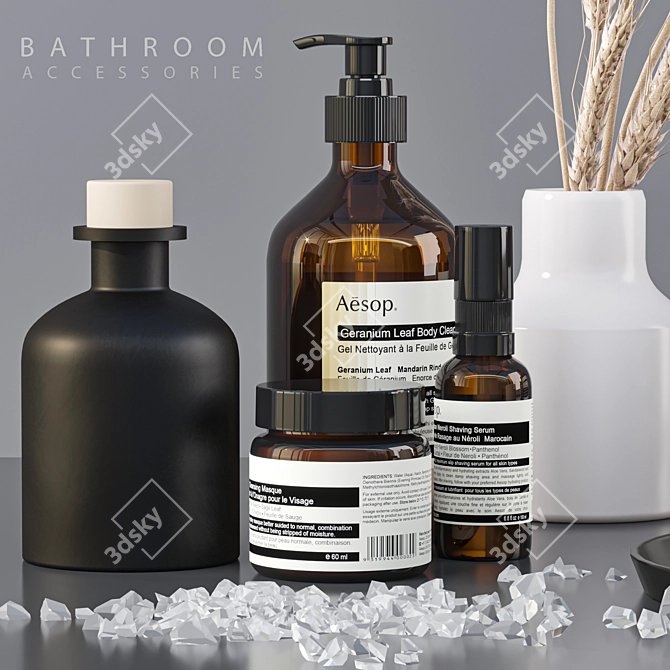 Luxury Bathroom Accessories Set 3D model image 2