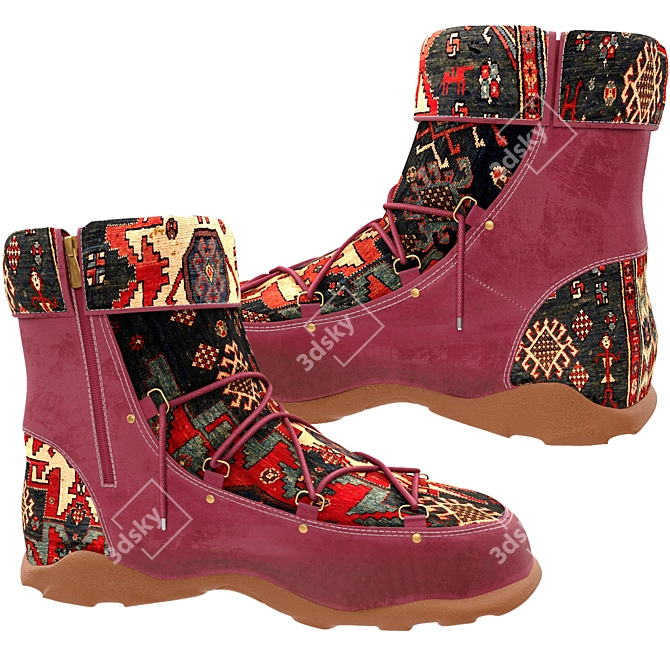 Vintage Leather Ankle Boots: Timeless Style 3D model image 1