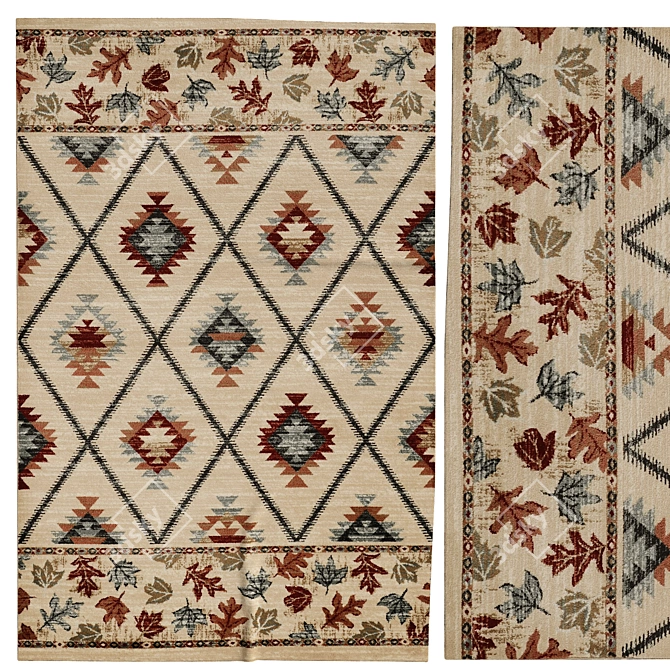 Elegant Handwoven Rug 3D model image 1