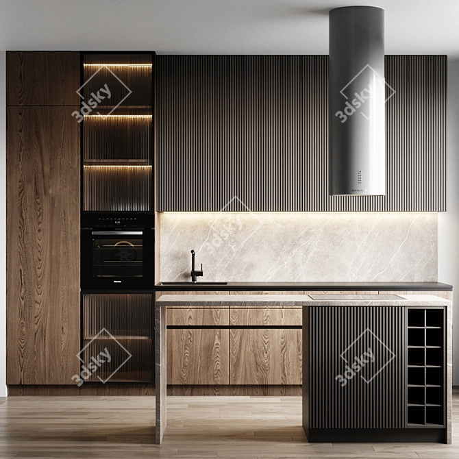 Sleek Kitchen Upgrade: Faber Extractor, Miele Oven & Blanco Mixer 3D model image 1