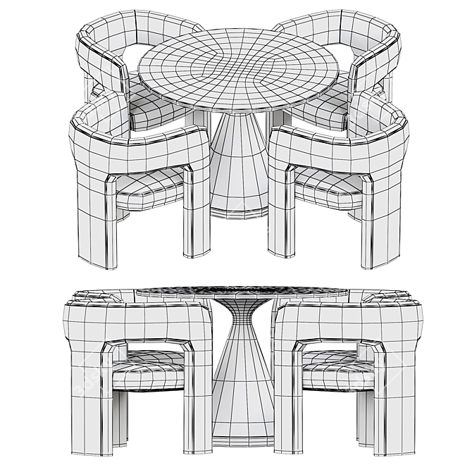 Elegant Dunloe Chair & Table Set 3D model image 5