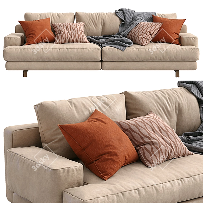 Modern Marmont Leather Sofa 3D model image 2