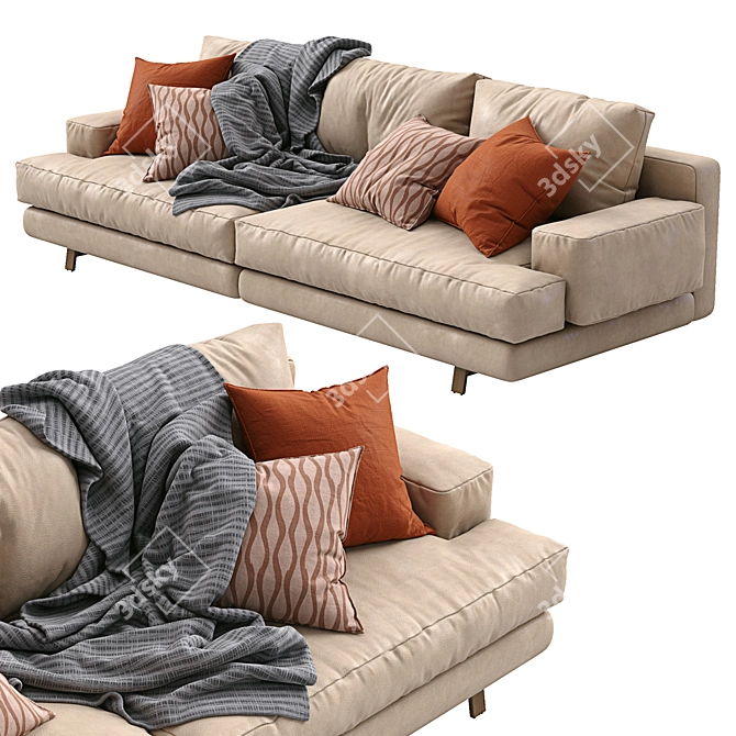 Modern Marmont Leather Sofa 3D model image 4