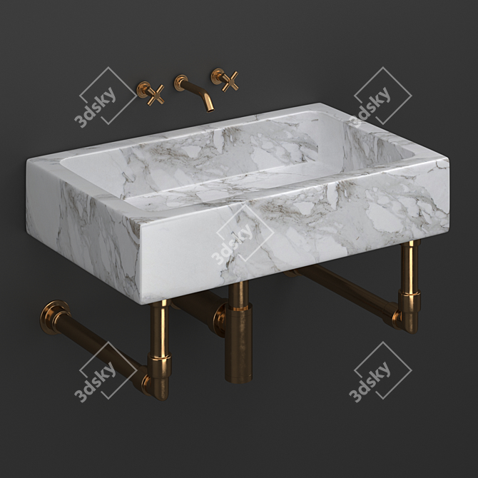 Modern Milano Wall-Mounted Sink 3D model image 1