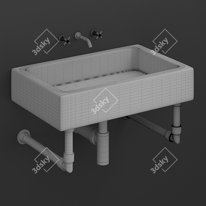 Modern Milano Wall-Mounted Sink 3D model image 2