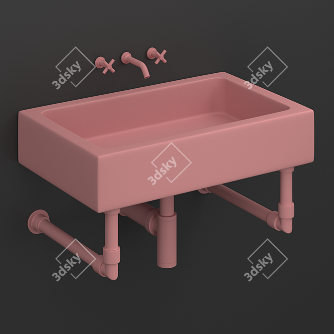 Modern Milano Wall-Mounted Sink 3D model image 3