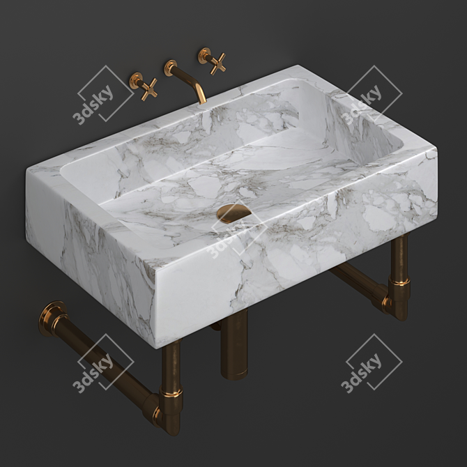 Modern Milano Wall-Mounted Sink 3D model image 4