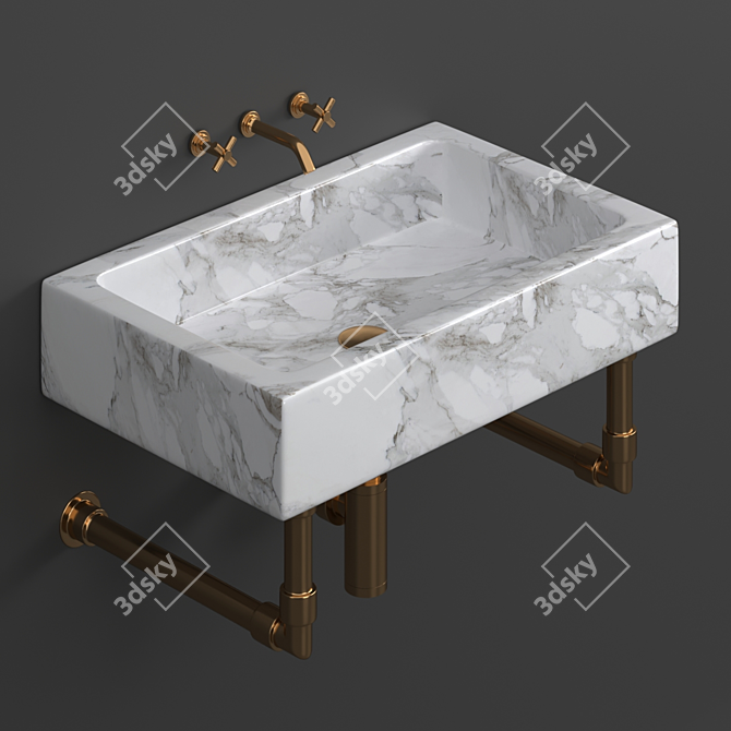 Modern Milano Wall-Mounted Sink 3D model image 5