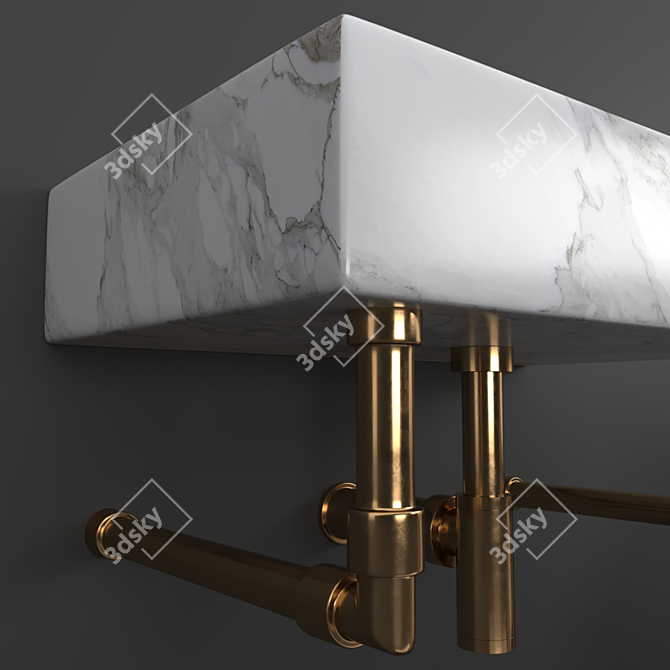 Modern Milano Wall-Mounted Sink 3D model image 8