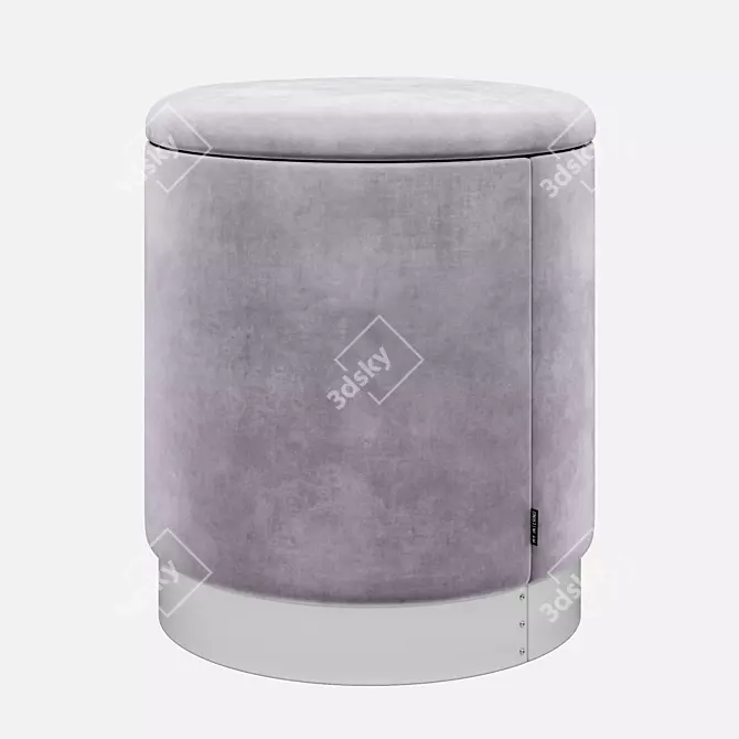 Silver Padded Oslo Stool 3D model image 1