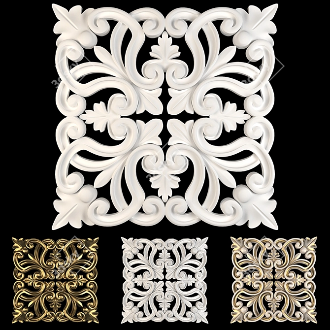 Elegant Rosette Wall Decor 3D model image 1