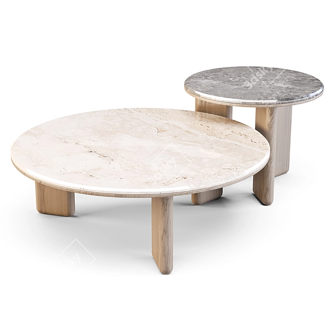 Oasis Marble & Oak Coffee Tables 3D model image 1