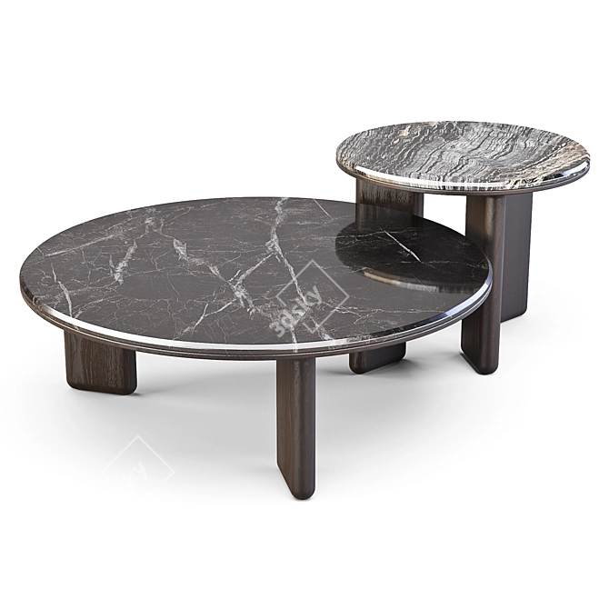 Oasis Marble & Oak Coffee Tables 3D model image 2