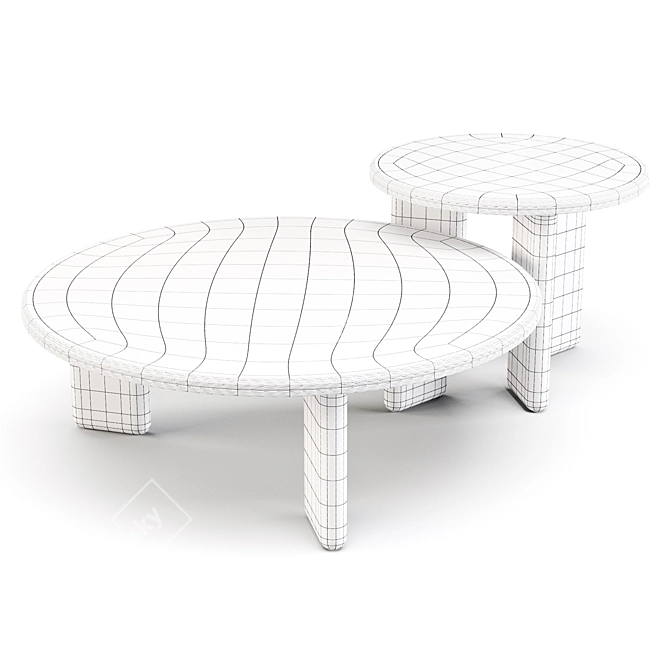 Oasis Marble & Oak Coffee Tables 3D model image 3