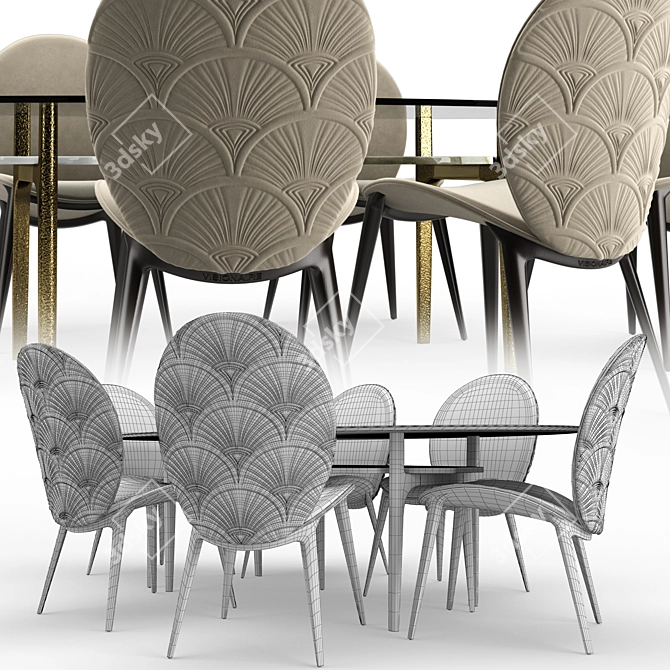 Arkady Dining Table: Organic Elegance 3D model image 5