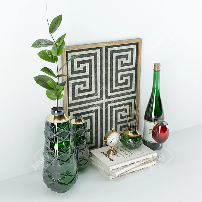 Elegant Decor Set: Flowers, Books, Frames & More 3D model image 6