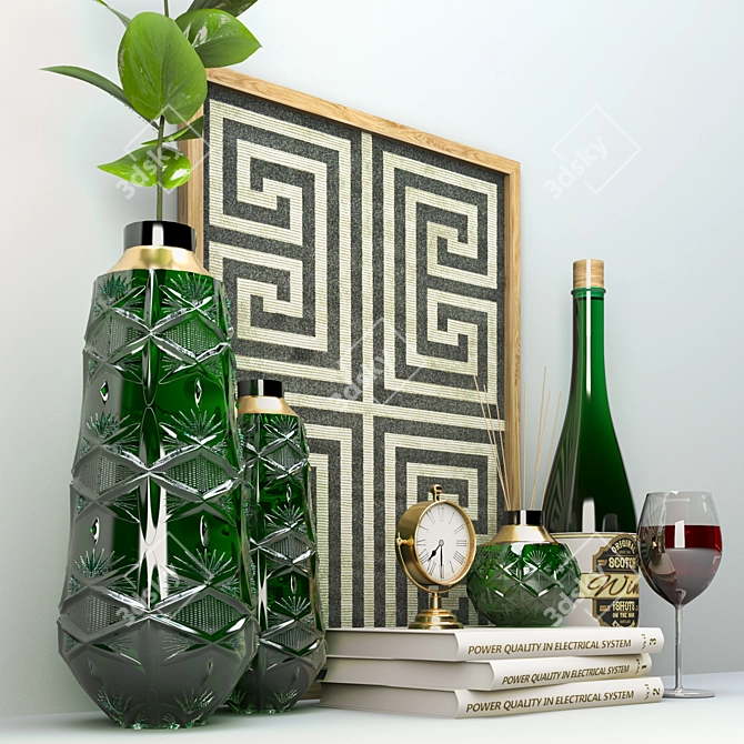 Elegant Decor Set: Flowers, Books, Frames & More 3D model image 7