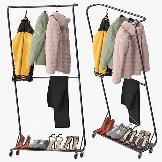 Modern Minimalist Clothing Rack 3D model image 1