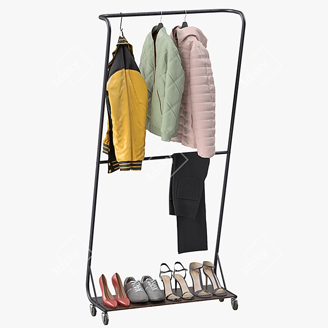 Modern Minimalist Clothing Rack 3D model image 4