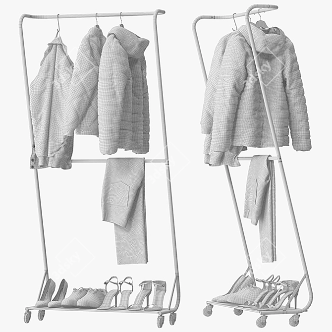 Modern Minimalist Clothing Rack 3D model image 5