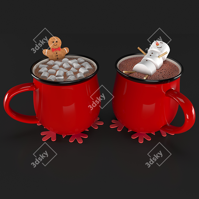 Gourmet Cocoa Set with Smooth Finish 3D model image 2