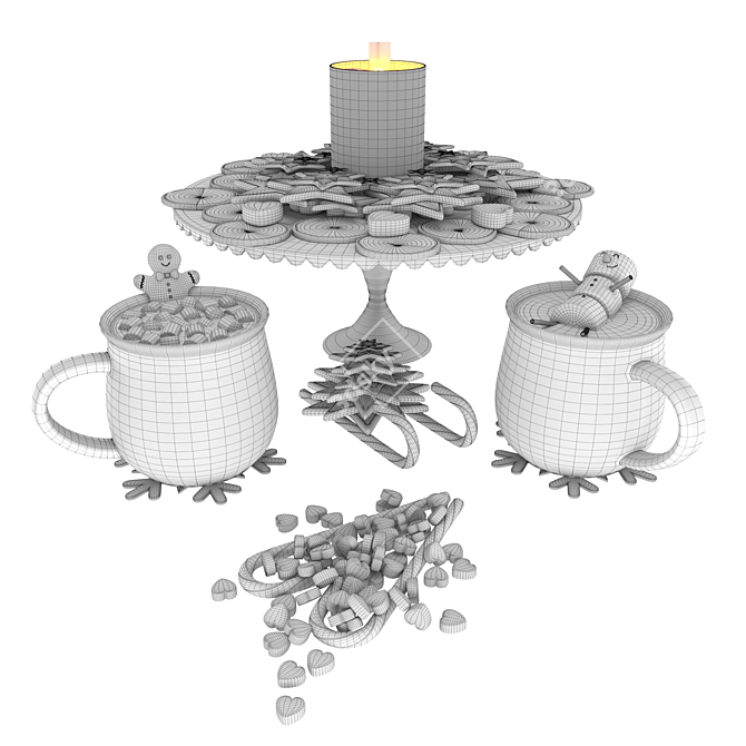 Gourmet Cocoa Set with Smooth Finish 3D model image 4