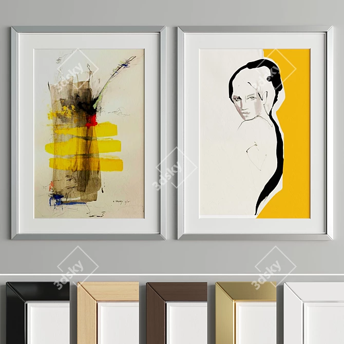 Modern Art Frame A20: 2 Frames, 6 Materials, 50 * 70 cm 3D model image 2