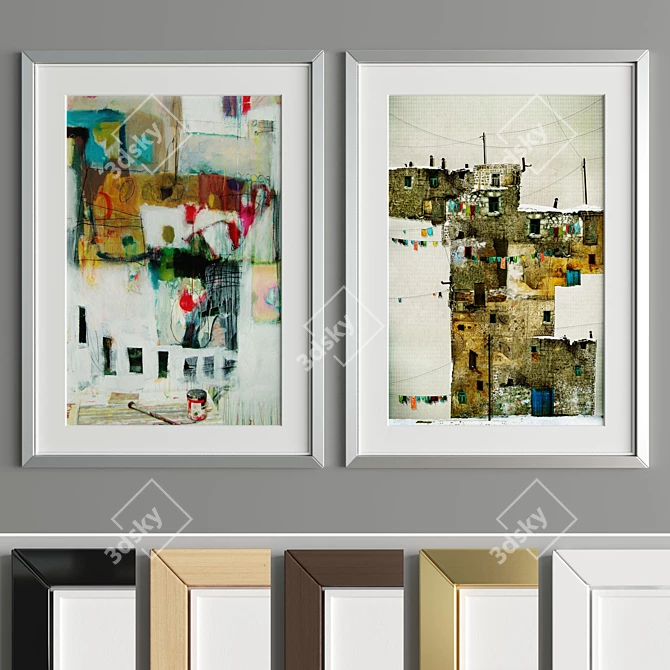 Modern Art Frame Set: A21 | 4 Woods & 2 Metals 3D model image 3