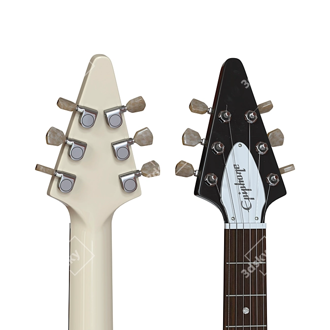 Gibson Epiphone Flying V-Style Electric Guitar - Black/Beige 3D model image 4