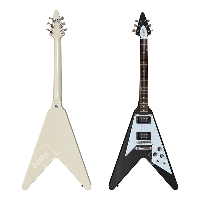 Gibson Epiphone Flying V-Style Electric Guitar - Black/Beige 3D model image 5