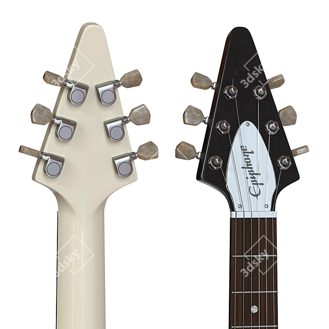Gibson Epiphone Flying V-Style Electric Guitar - Black/Beige 3D model image 8