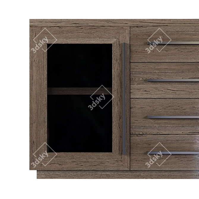 Elegant Glass Double Door Sideboard 3D model image 2