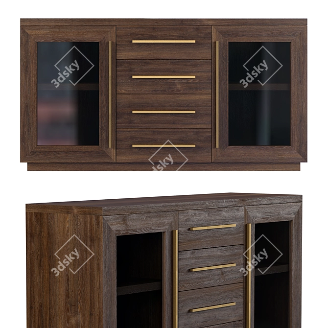 Elegant Glass Double Door Sideboard 3D model image 3