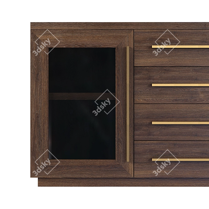 Elegant Glass Double Door Sideboard 3D model image 4